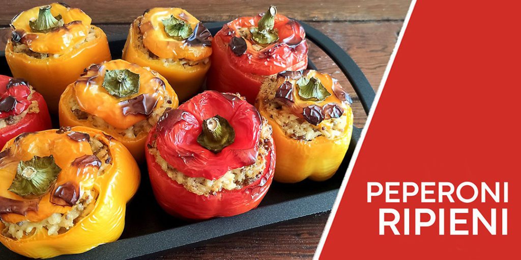 peperoni ripieni al forno con riso e carne